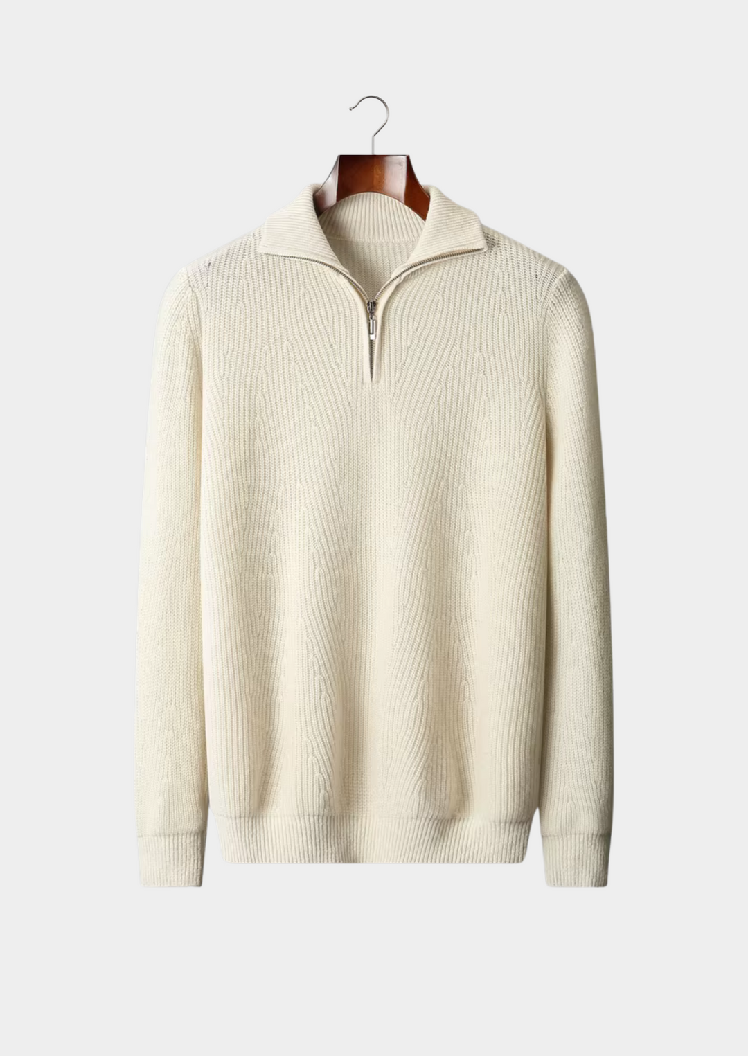 Pure Merino Ribbed Half-Zip ivory image 1 #color_ivory