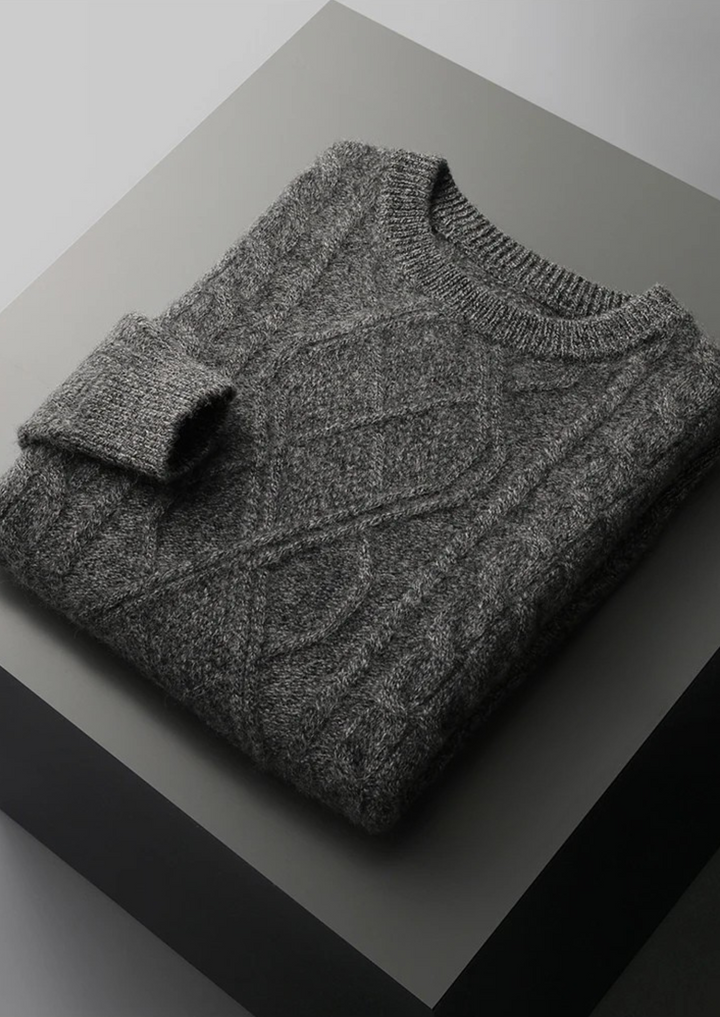 Pure Merino Cream Cable Crewneck dark gray image 1 #color_dark-gray