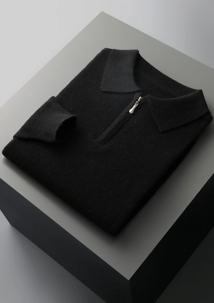 Pure Merino Half-Zip Polo black image 1 #color_black