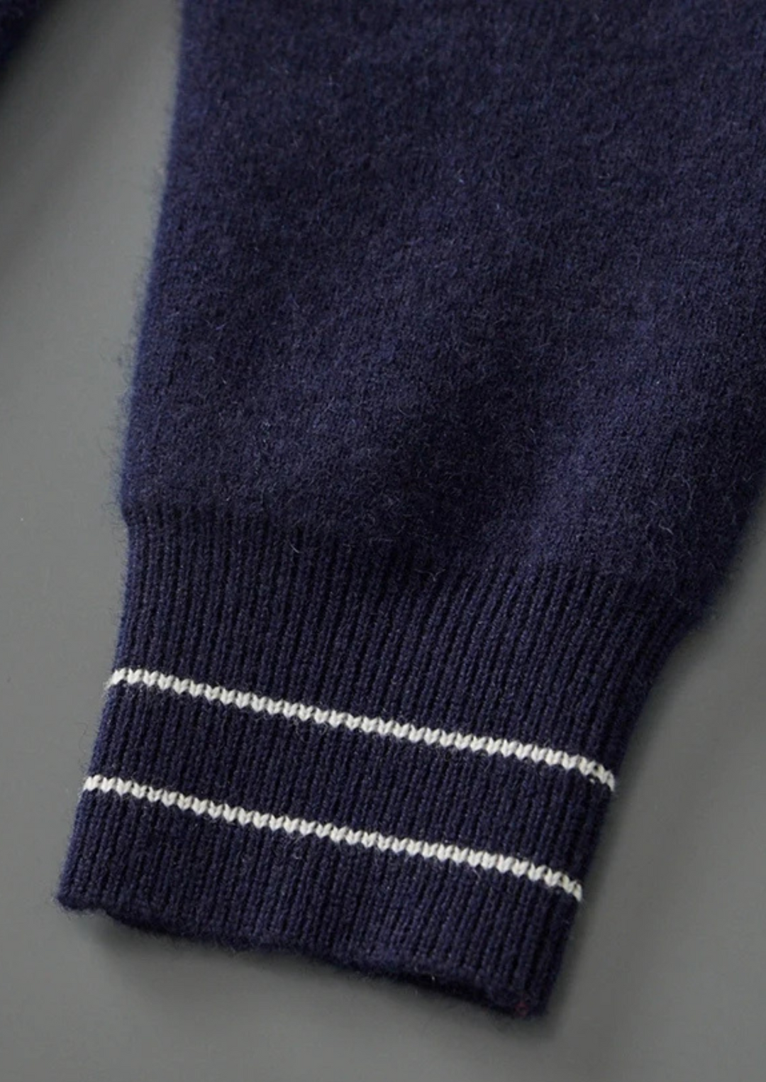 Pure Merino Two-Tone Polo Cardigan navy blue image 6 #color_navy-blue