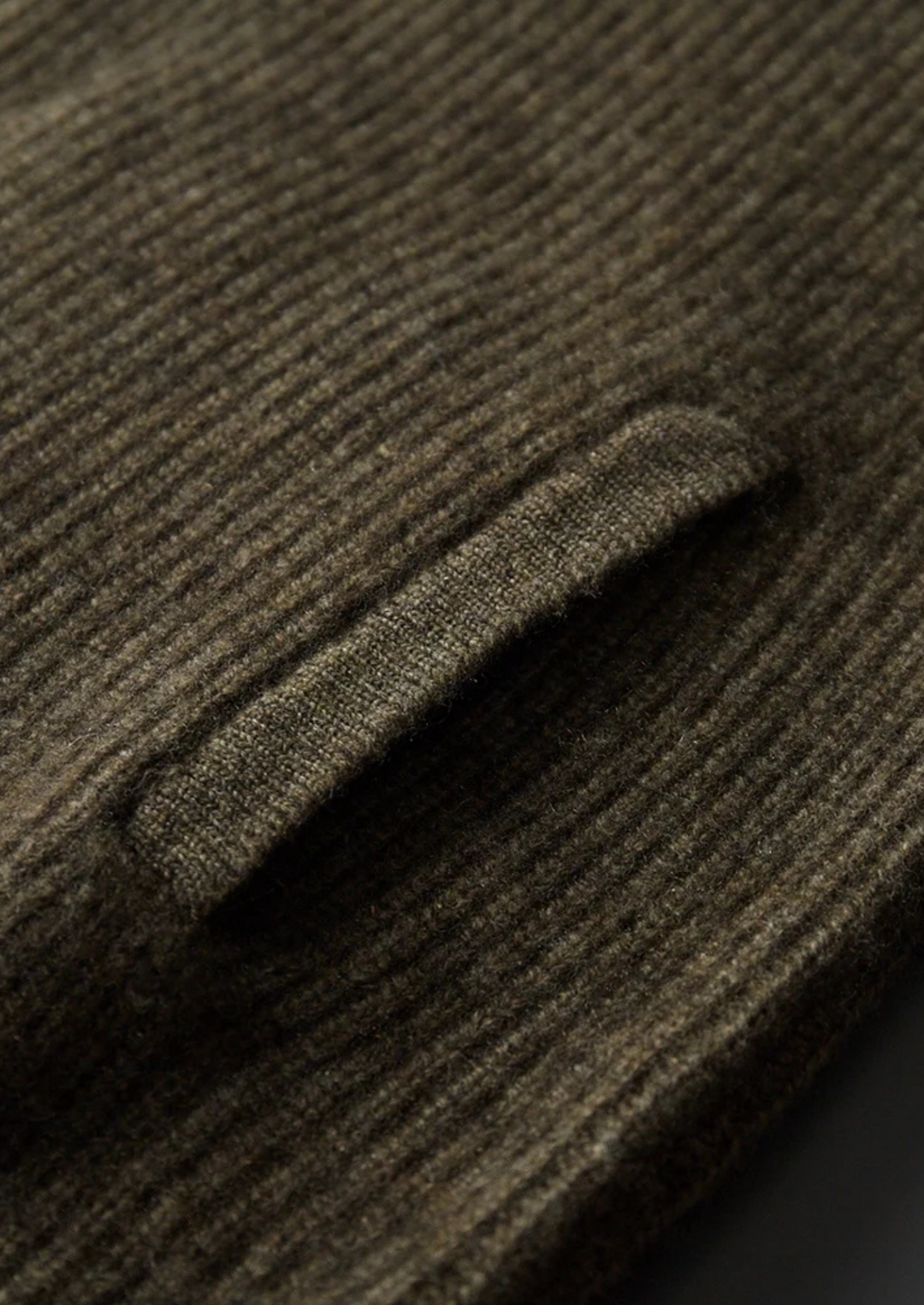 Cashmere Ribbed High Collar Cardigan olive image 5 #color_olive