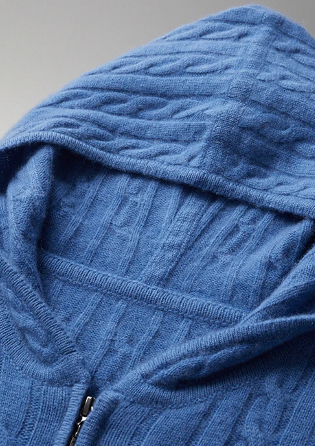 Cashmere Cable Knit Zip Hoodie blue image 7 #color_blue