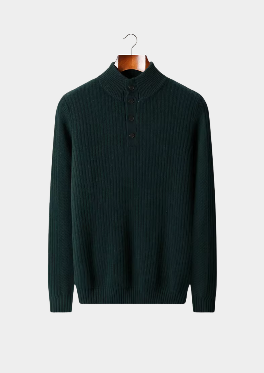 Pure Merino Ribbed Henley Sweater deep green image 1 #color_deep-green