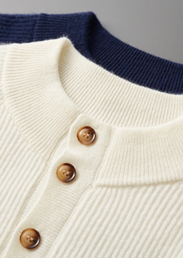 Cashmere Button Sweater navy blue image 2 #color_navy-blue