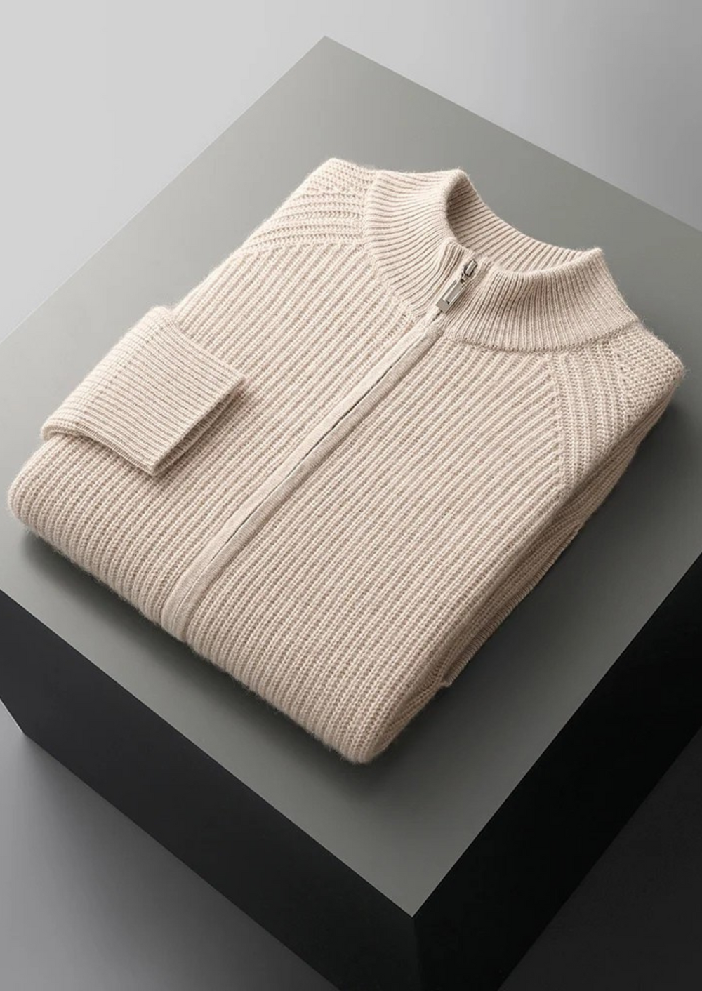 Cashmere Ribbed Cardigan ivory image 2 #color_ivory