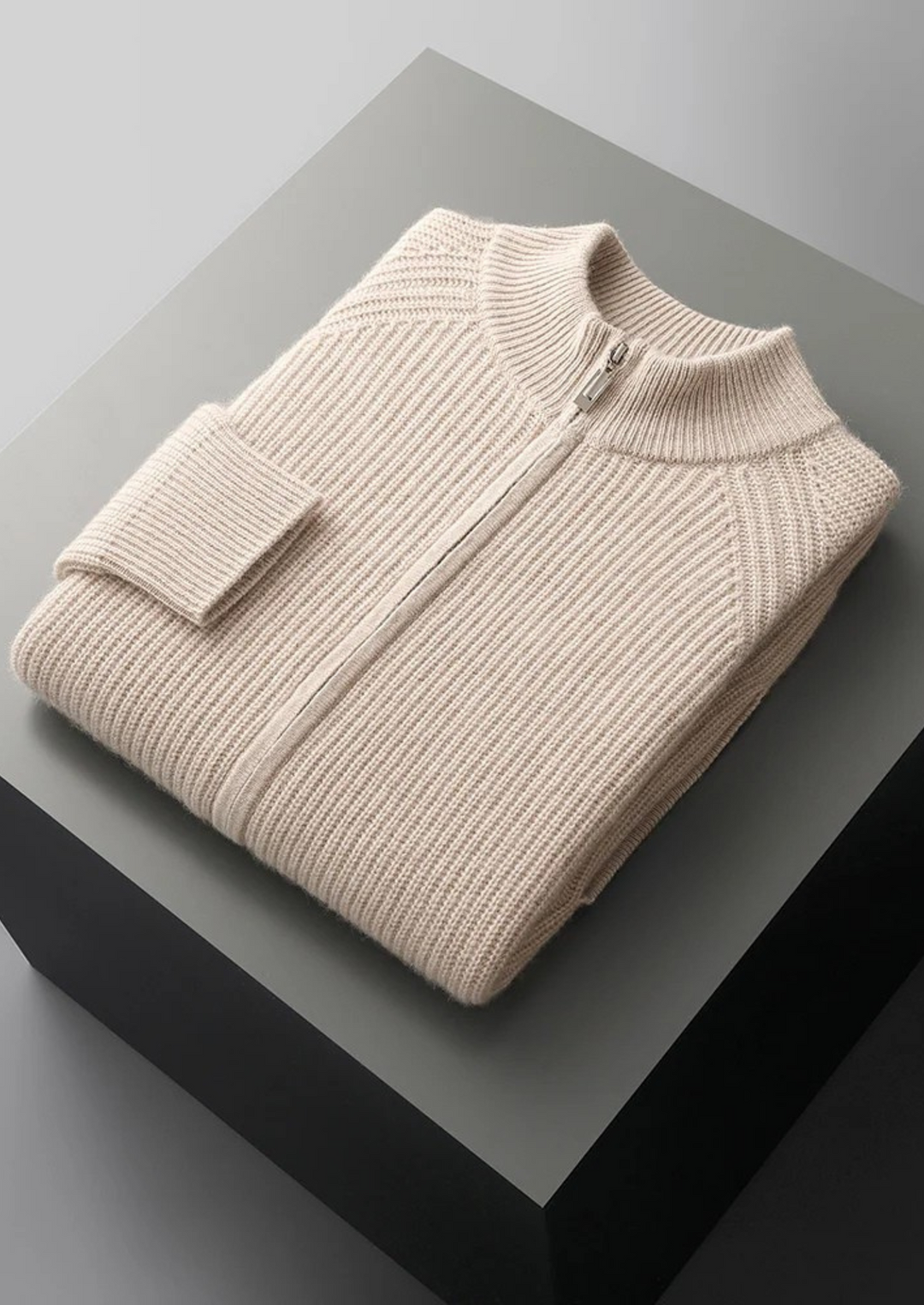 Cashmere Ribbed Cardigan ivory image 2 #color_ivory