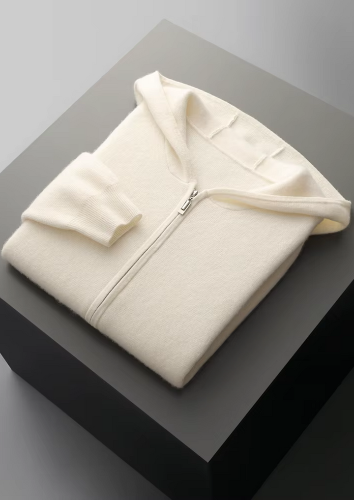 Pure Merino Zip Hoodie cream white image 1 #color_cream-white