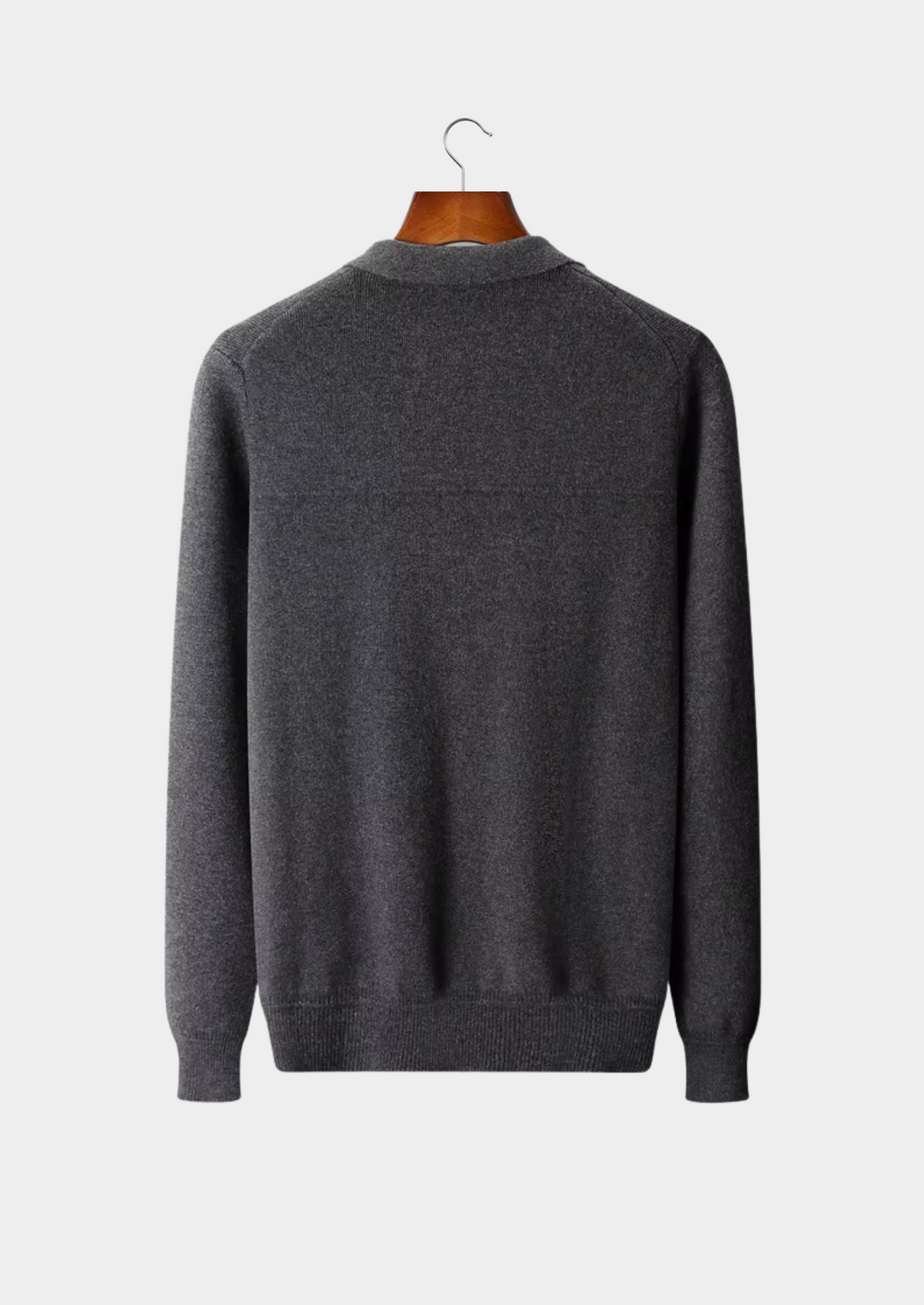 Pure Merino Ribbed Polo Cardigan dark gray image 2 #color_dark-gray