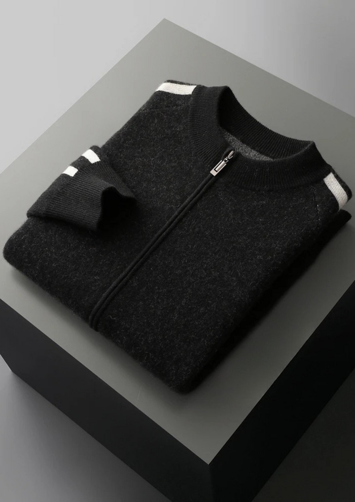 Pure Merino Striped Cardigan black image 1 #color_black