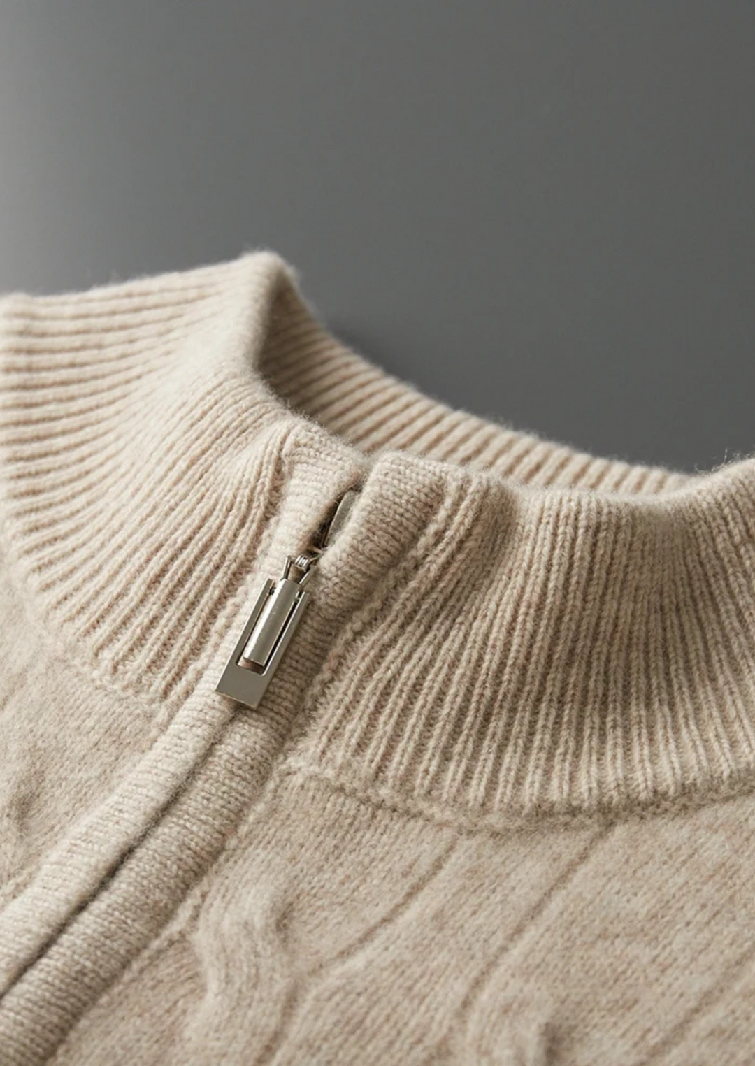 Pure Merino Cable Half-Zip sand image 4 #color_sand