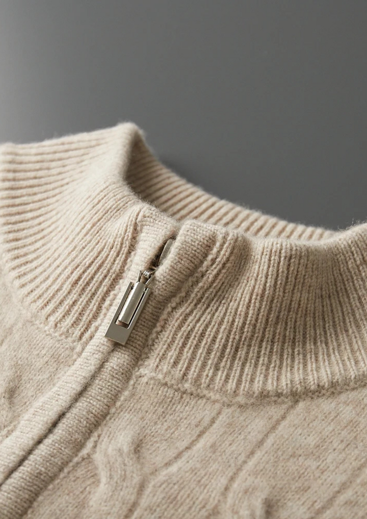 Pure Merino Cable Half-Zip sand image 4 #color_sand