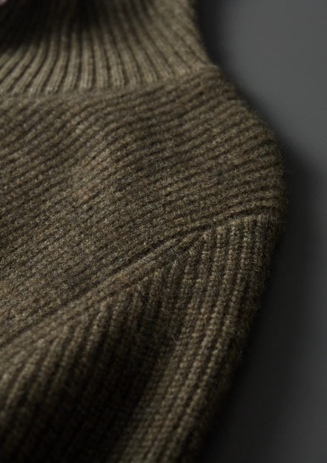 Cashmere Ribbed High Collar Cardigan olive image 6 #color_olive