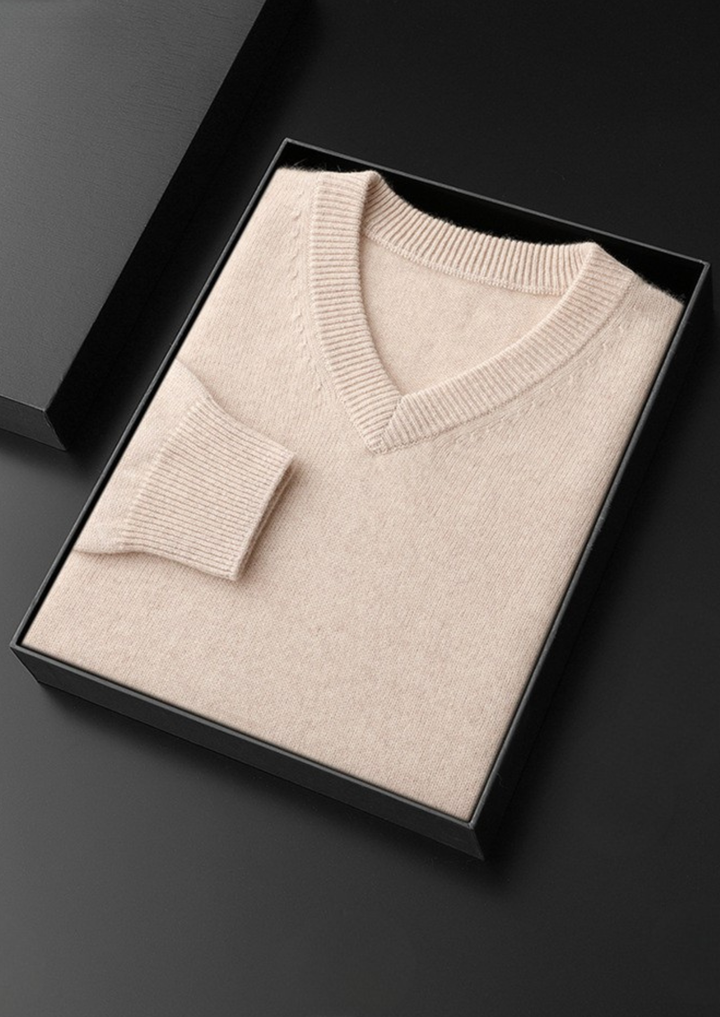 Pure Cashmere V-Neck Sweater ivory image 1 #color_ivory