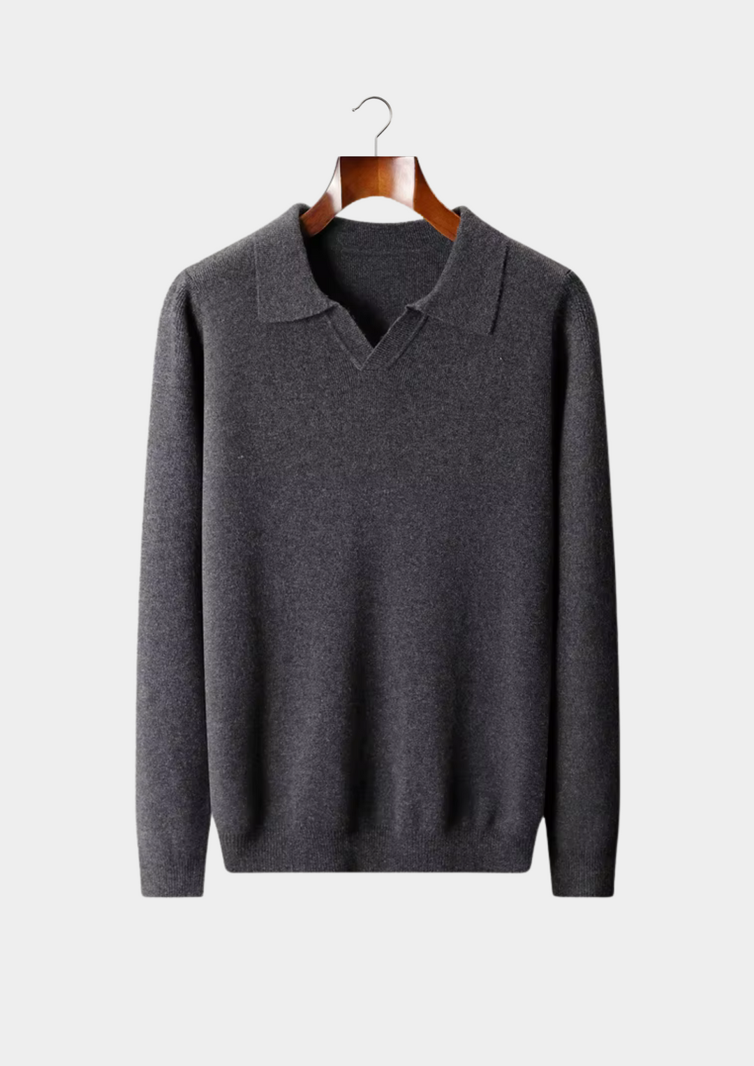 Pure Merino Ribbed Buttonless Polo dark gray image 1 #color_dark-gray