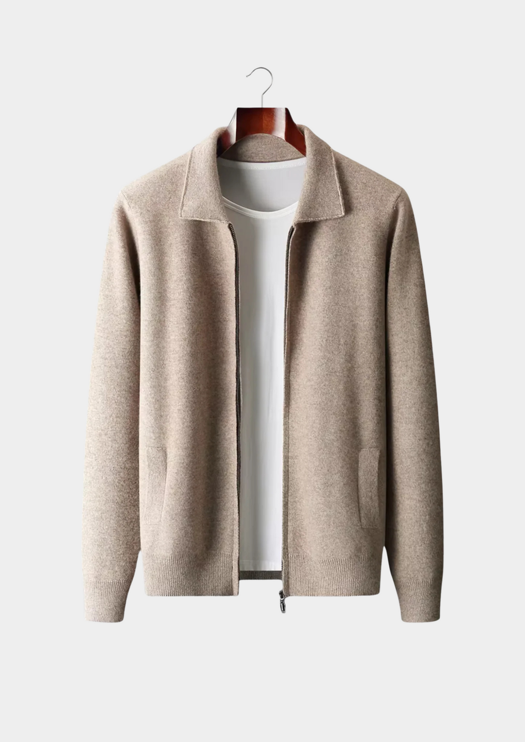 Pure Merino Zip Polo Cardigan camel image 1 #color_camel