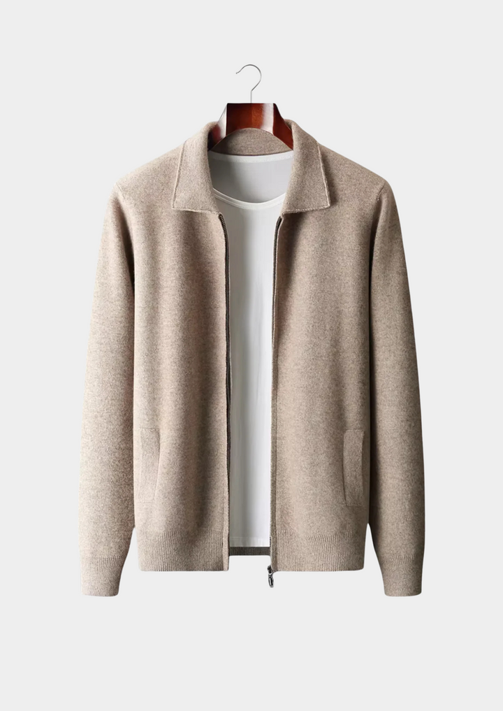 Pure Merino Zip Polo Cardigan camel image 1 #color_camel