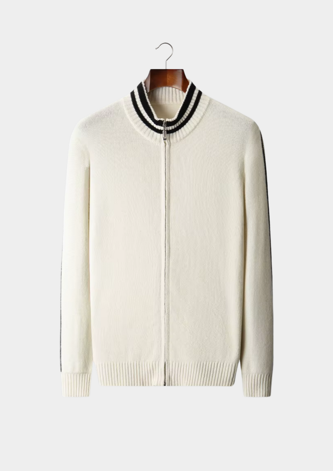 Pure Merino Two Tone Zip Cardigan ivory image 1 #color_ivory