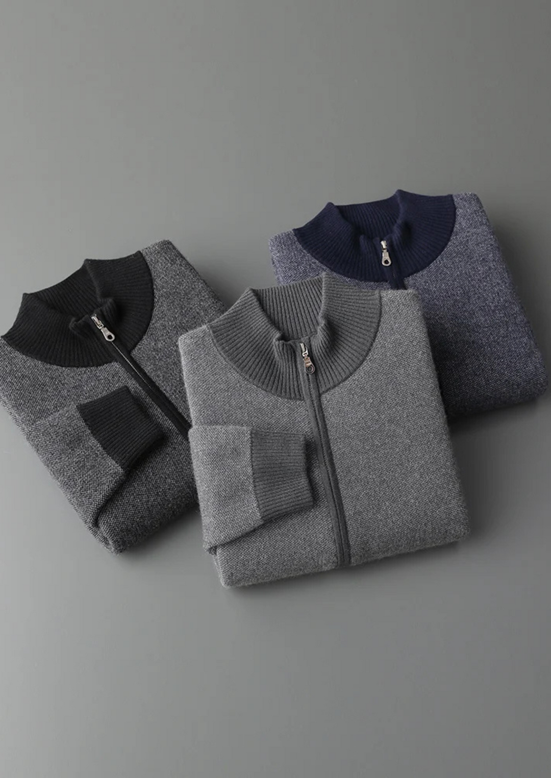 Cashmere Jacquard Zip Cardigan dark gray image 7 #color_dark-gray