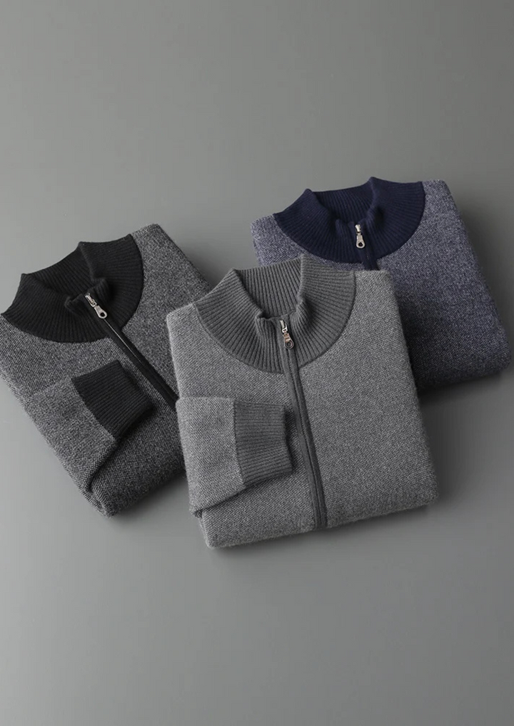 Cashmere Jacquard Zip Cardigan dark gray image 7 #color_dark-gray