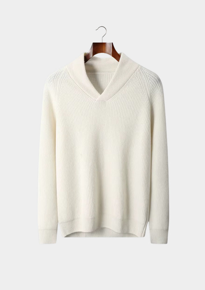 Cashmere Ribbed V-Neck Sweater ivory image 1 #color_ivory