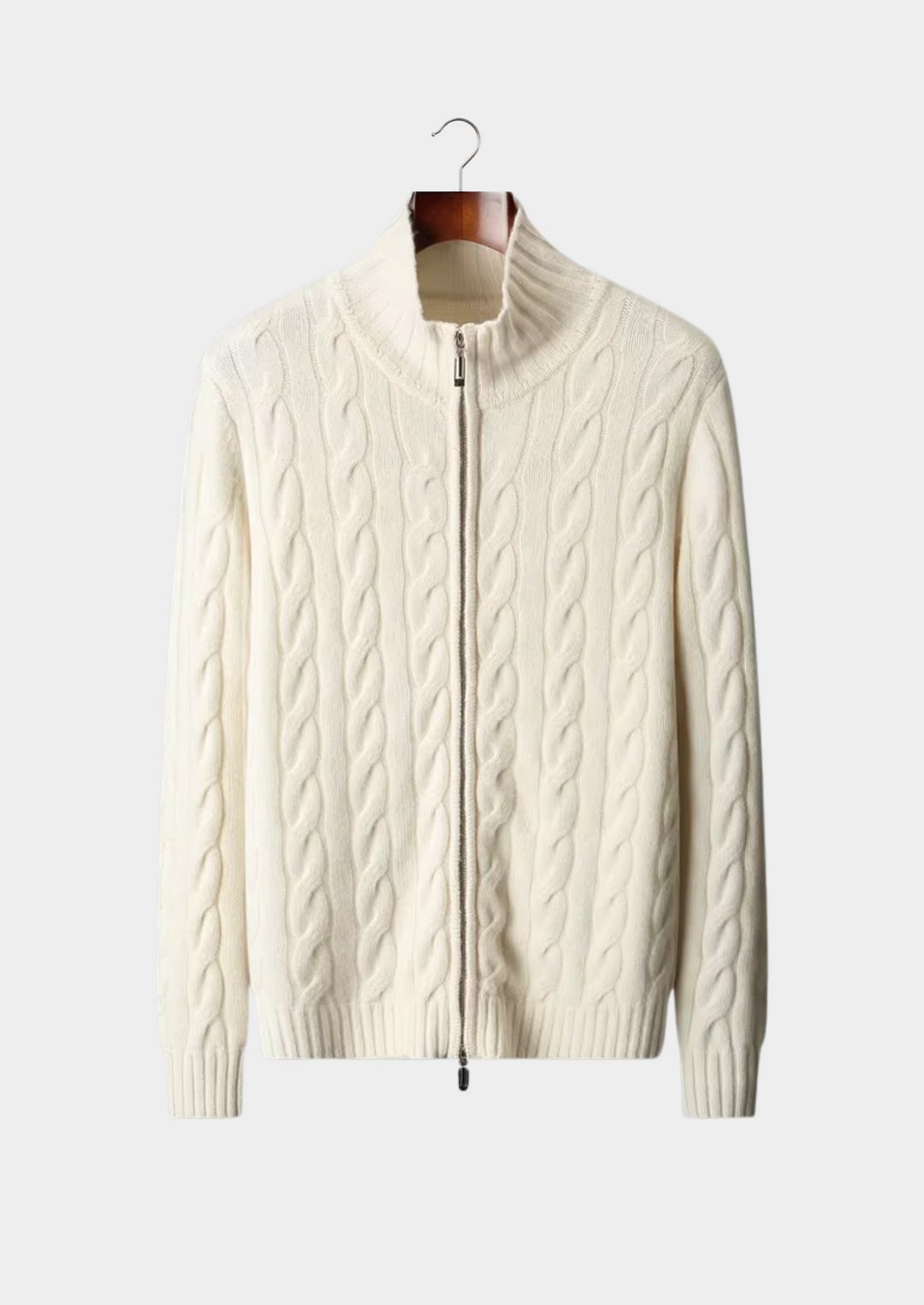 Pure Merino Dual Zip Cable Cardigan ivory image 1 #color_ivory