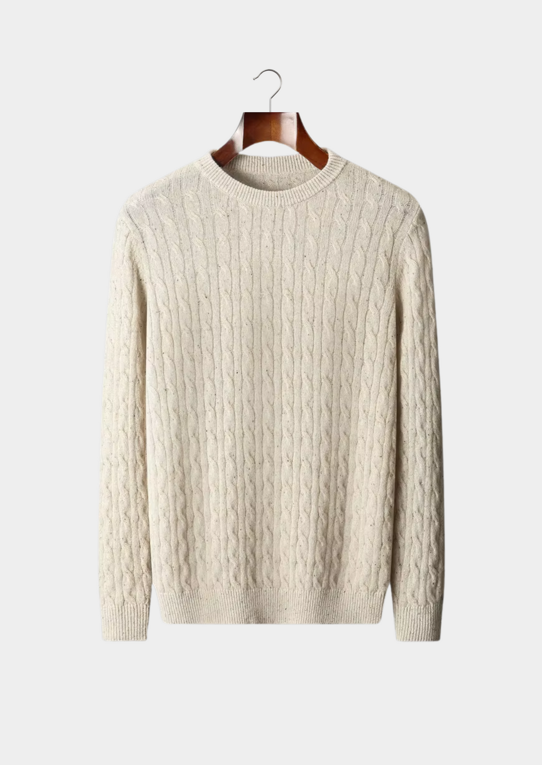 Pure Merino Nepped Cable Crewneck ivory image 1 #color_ivory