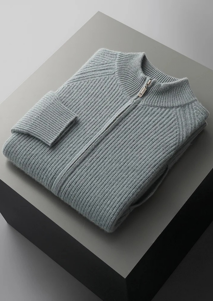 Cashmere Ribbed Cardigan verdant slate image 1 #color_verdant-slate