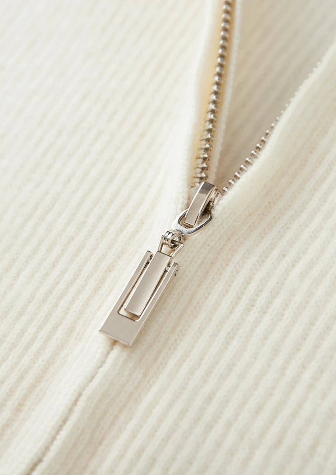 Pure Merino Ribbed Zip Cardigan ivory image 5 #color_ivory