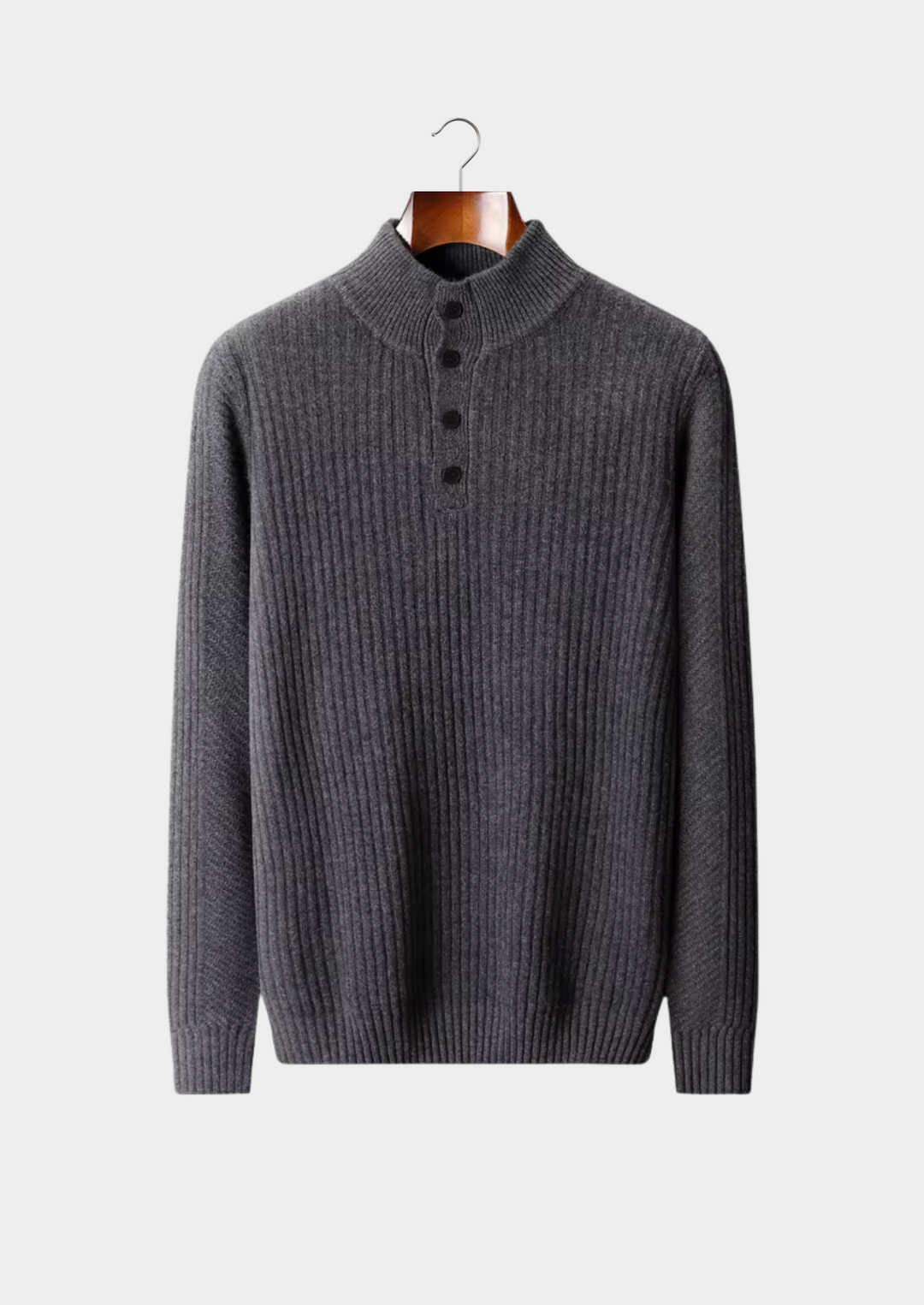 Pure Merino Ribbed Henley Sweater dark gray image 1 #color_dark-gray