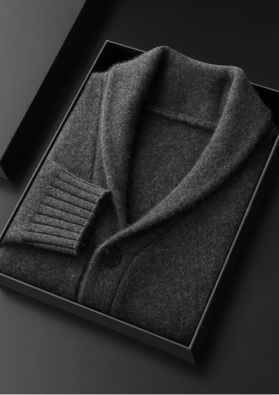 Pure Cashmere Shawl Collar Cardigan dark gray image 1 #color_dark-gray