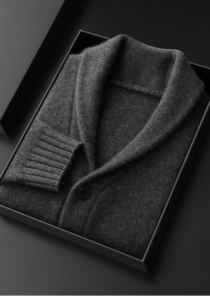 Pure Cashmere Shawl Collar Cardigan dark gray image 1 #color_dark-gray