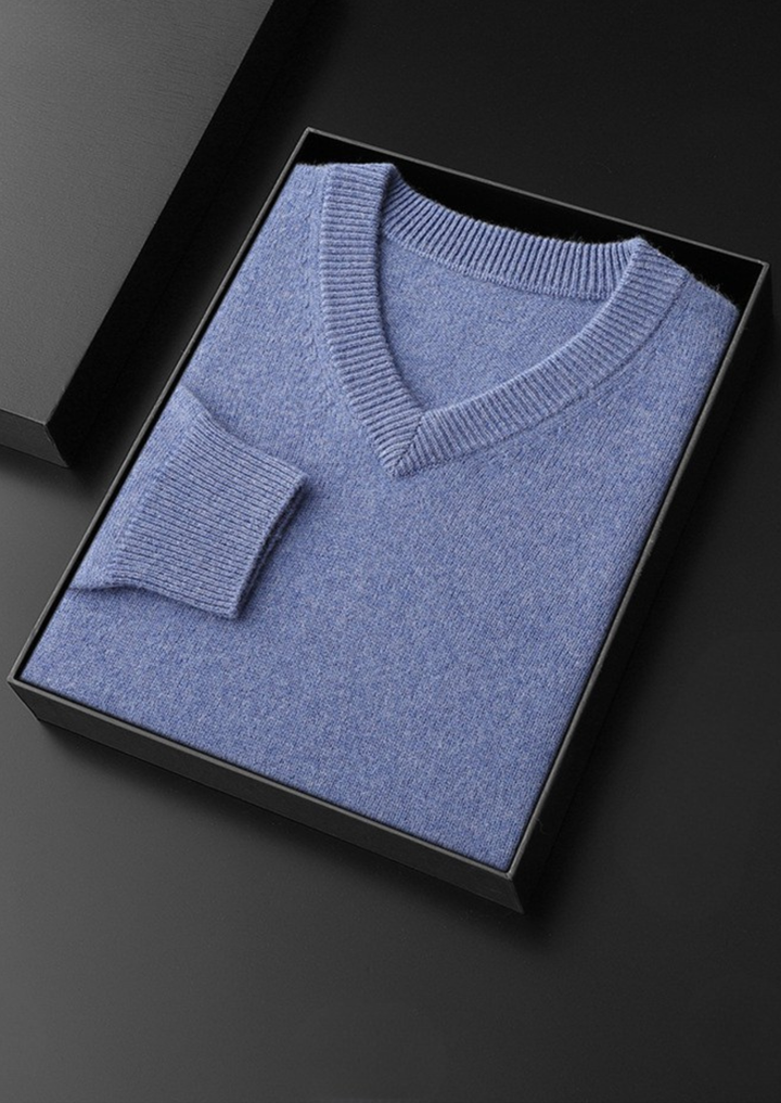 Pure Cashmere V-Neck Sweater sky blue image 1 #color_sky-blue