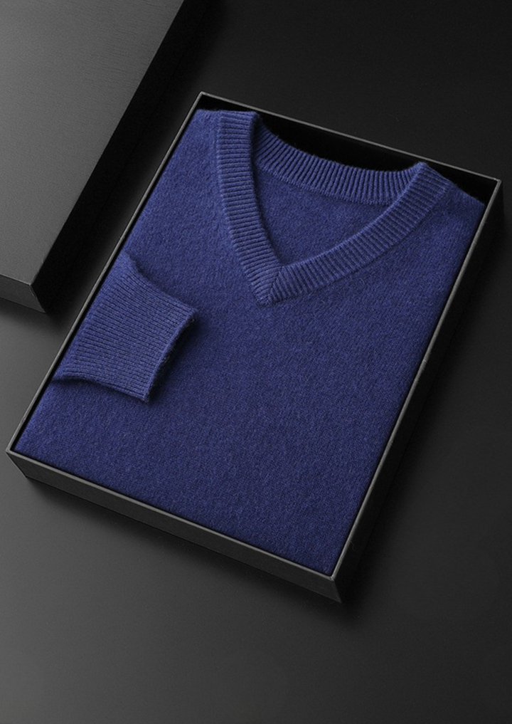 Pure Cashmere V-Neck Sweater navy blue image 1 #color_navy-blue