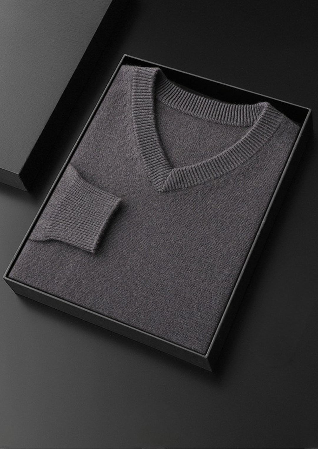 Pure Cashmere V-Neck Sweater dark gray image 1 #color_dark-gray