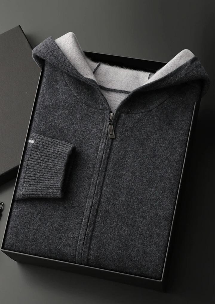 Cashmere Two-Tone Zip Hoodie dark gray image 1 #color_dark-gray