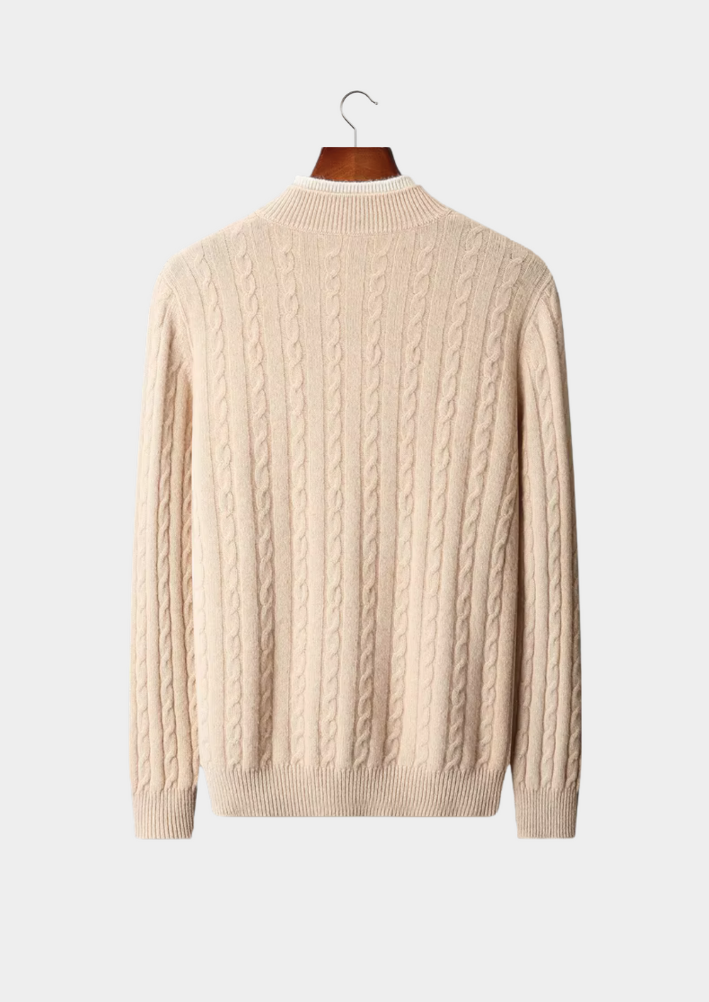 Pure Merino Cable Knit Button Sweater ivory image 2 #color_ivory