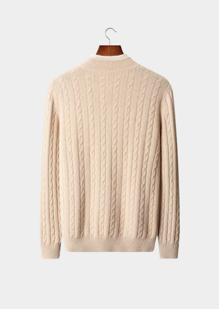 Pure Merino Cable Knit Button Sweater ivory image 2 #color_ivory