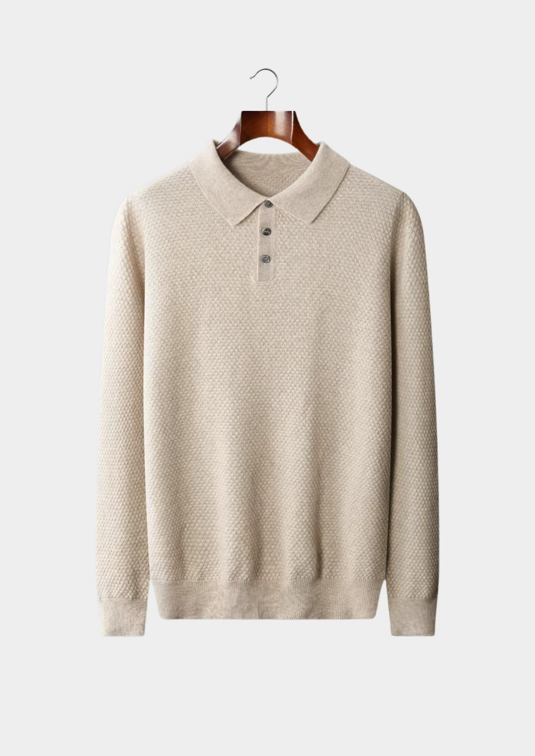 Cashmere Textured Sweater Polo sand image 1 #color_sand