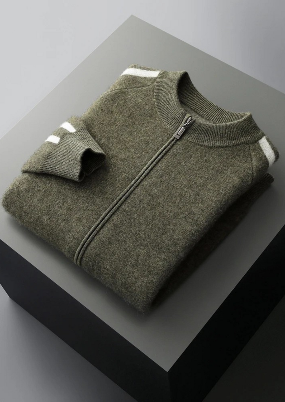 Pure Merino Striped Cardigan olive image 1 #color_olive