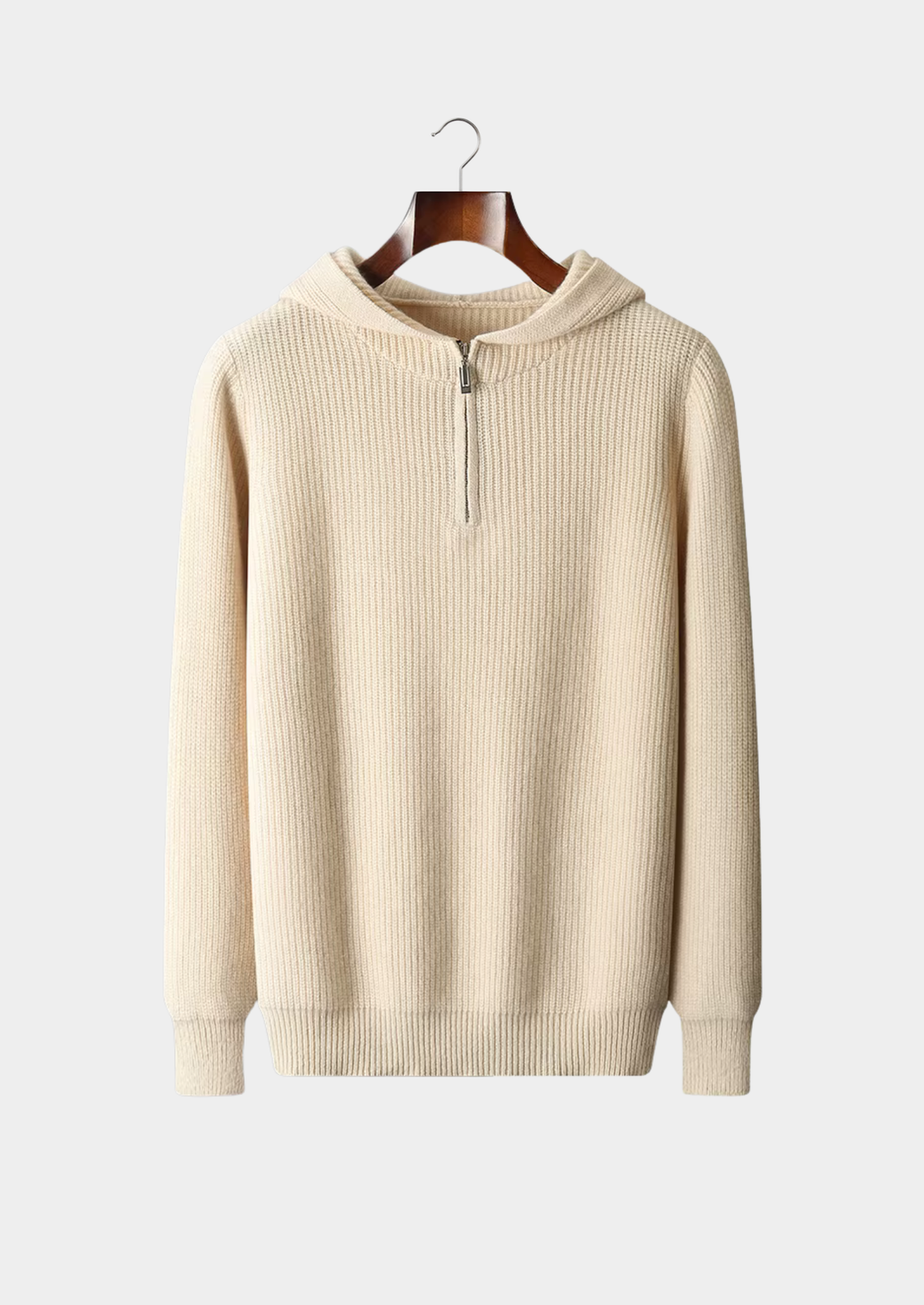 Pure Merino Half-Zip Hoodie ivory image 1 #color_ivory