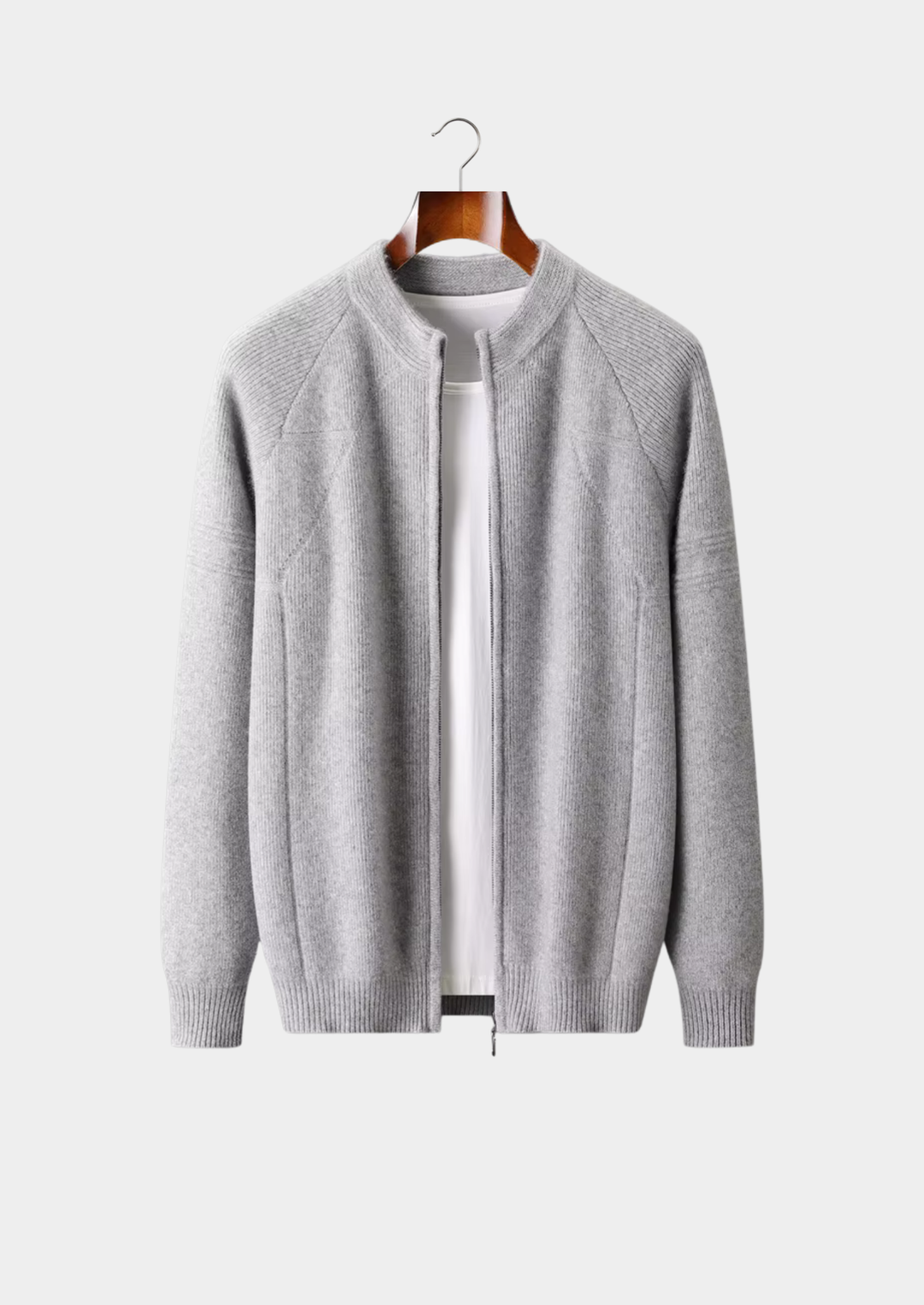 Ribbed Zip Cardigan light gray image 1 #color_light-gray