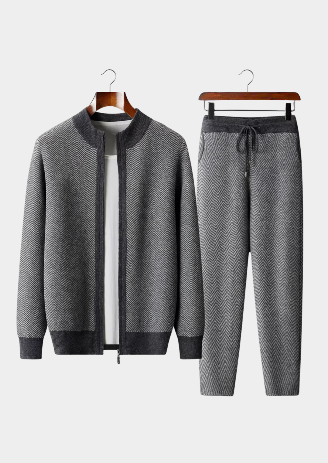 Pure Extra-Fine Merino Wool Herringbone Set gray image 1 #color_gray