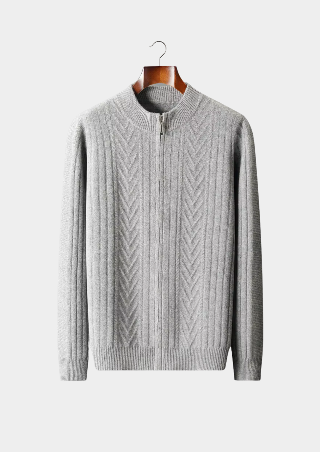 Pure Merino Patterned Zip Cardigan light gray image 1 #color_light-gray