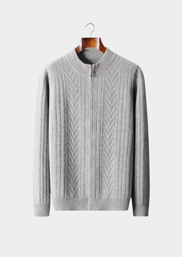 Pure Merino Patterned Zip Cardigan light gray image 1 #color_light-gray