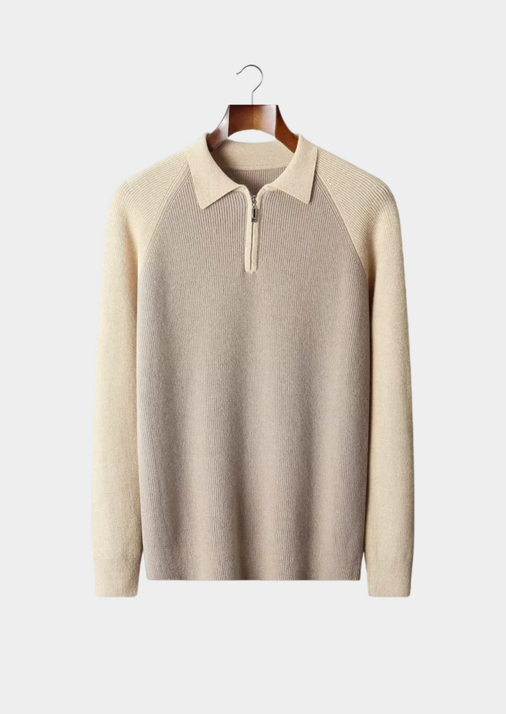 The Pure Merino Two-Tone Zip Sweater Polo