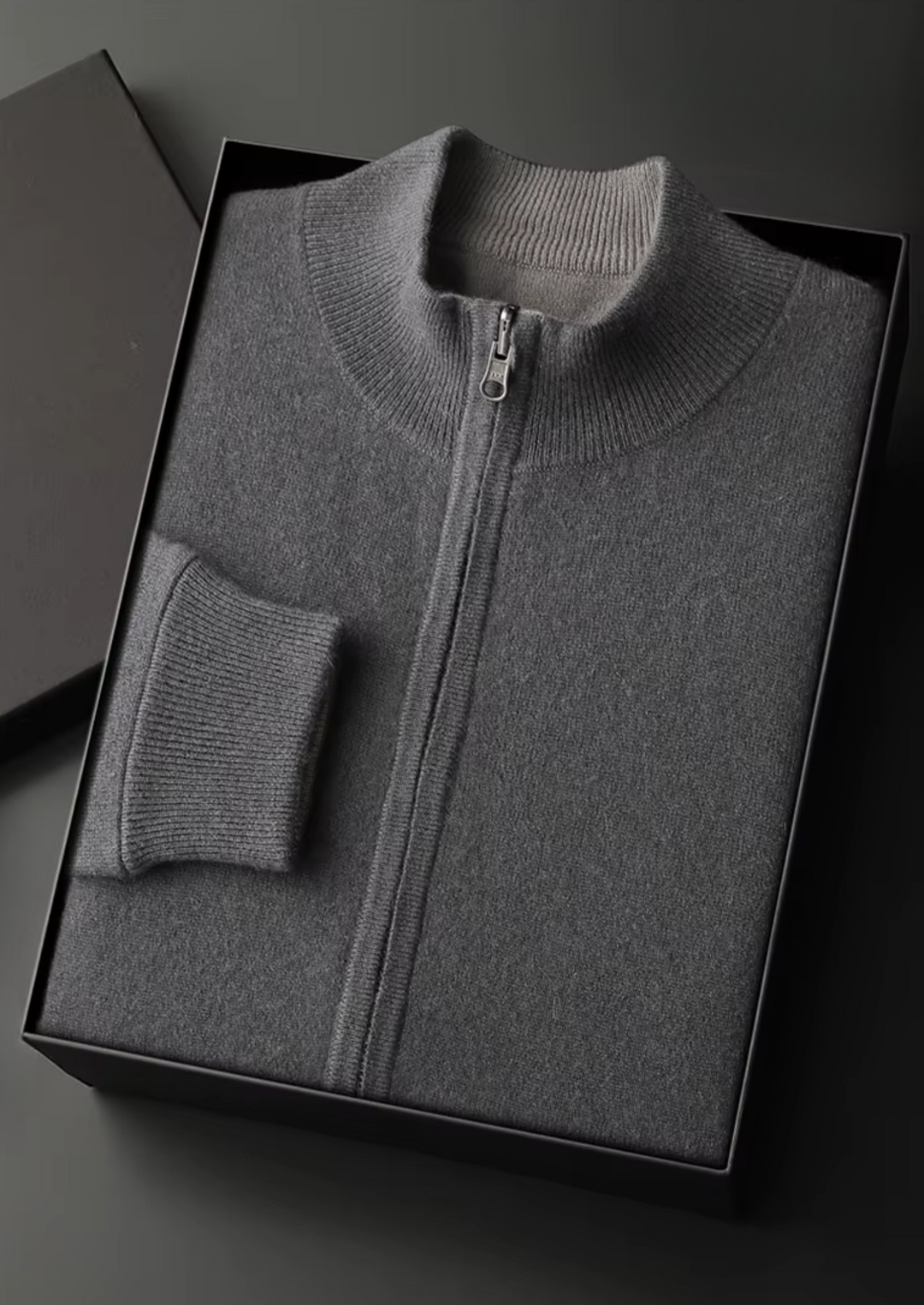 Pure Merino Light Blue Zip Cardigan dark gray image 1 #color_dark-gray