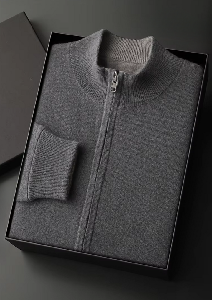 Pure Merino Light Blue Zip Cardigan dark gray image 1 #color_dark-gray