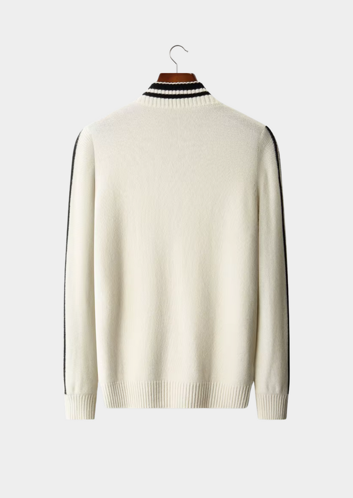 Pure Merino Two Tone Zip Cardigan ivory image 2 #color_ivory