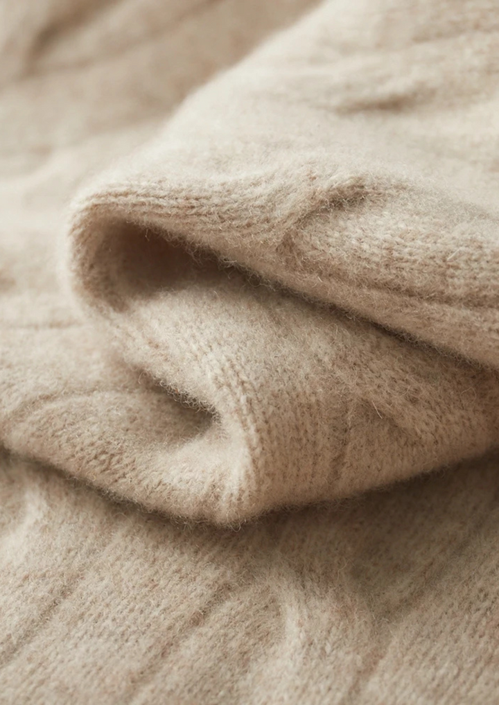Pure Merino Cable Half-Zip sand image 7 #color_sand
