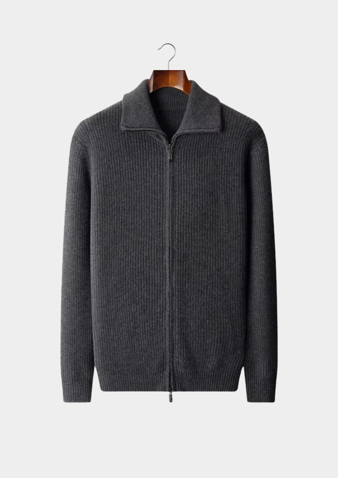 Pure Merino Funnel Neck Dual Zip Cardigan dark gray image 1 #color_dark-gray